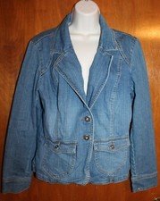 GLORIA VANDERBILT Ladies' Large DENIM BLAZER/JACKET unlined w/ buttons EUC