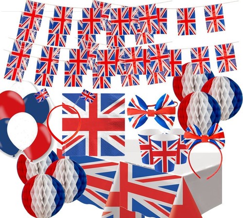 VE Day Party Supplies Tableware Street Decorations Union Jack GB King British - Picture 1 of 36