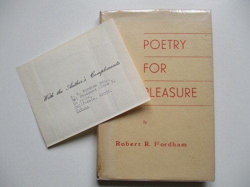 1966 1st POETRY FOR PLEASURE Robert R. Fordham HB D/J Poems RARE