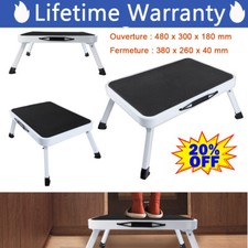 Foldable Step Ladder Non Slip Tread Safety Small Stool Steel Ladders Kitchen DIY