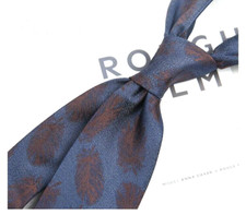 New Classic Polka Dot Blue Brown JACQUARD WOVEN 100 Silk Men's Necktie Tie