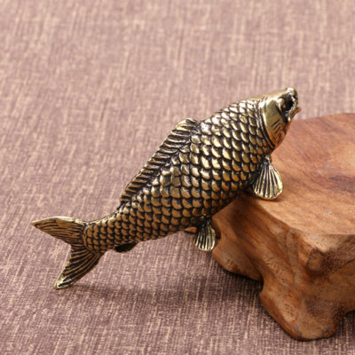 Copper Koi Ornament Chinese Brass Tabletop Carp Adornment Fish