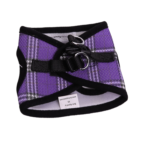 Bark Appeal Non-Choking Step In Plaid Mesh EZ Wrap Lavender Dog Harness - XS - Picture 3 of 5