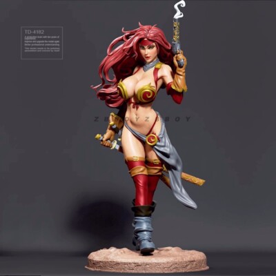 1:24 75mm resin figure model Sexy Red Monica Unassembled Unpainted