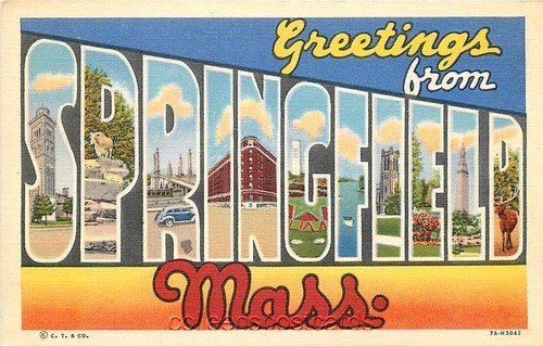 Greetings From Springfield, Massachusetts, Large Letter, Linen,Curteich ...
