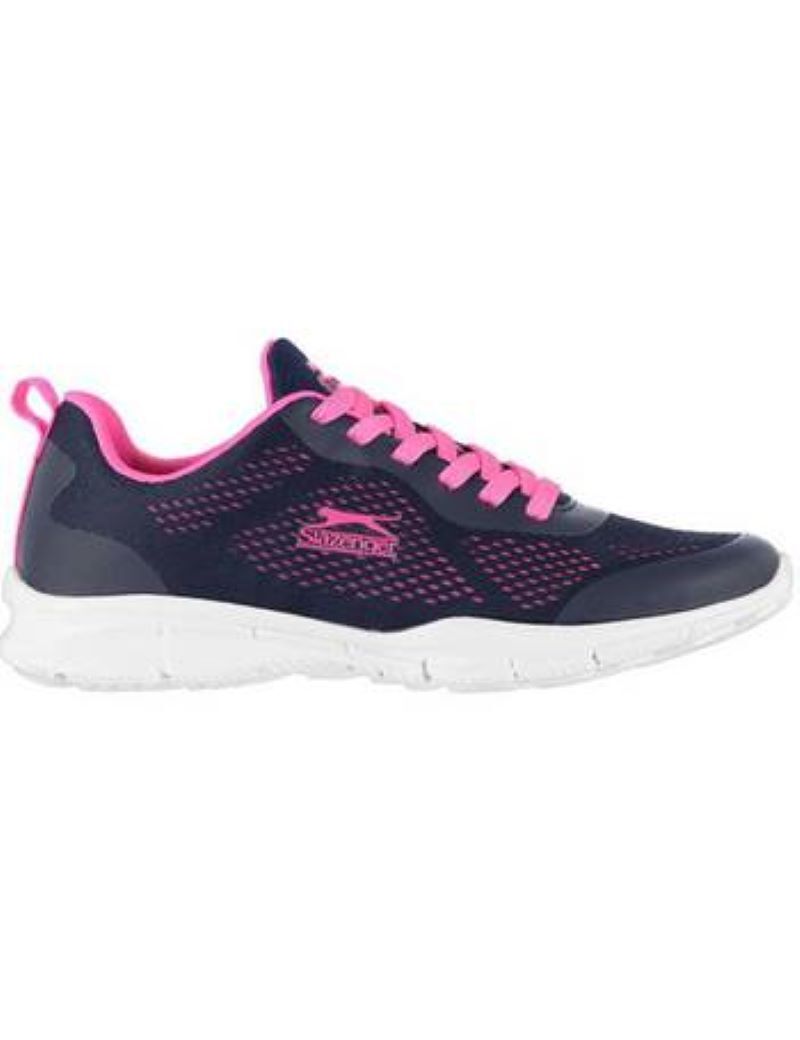Slazenger Jigshaw Trainers Shoes Junior Lace Up Navy/Pink Casual