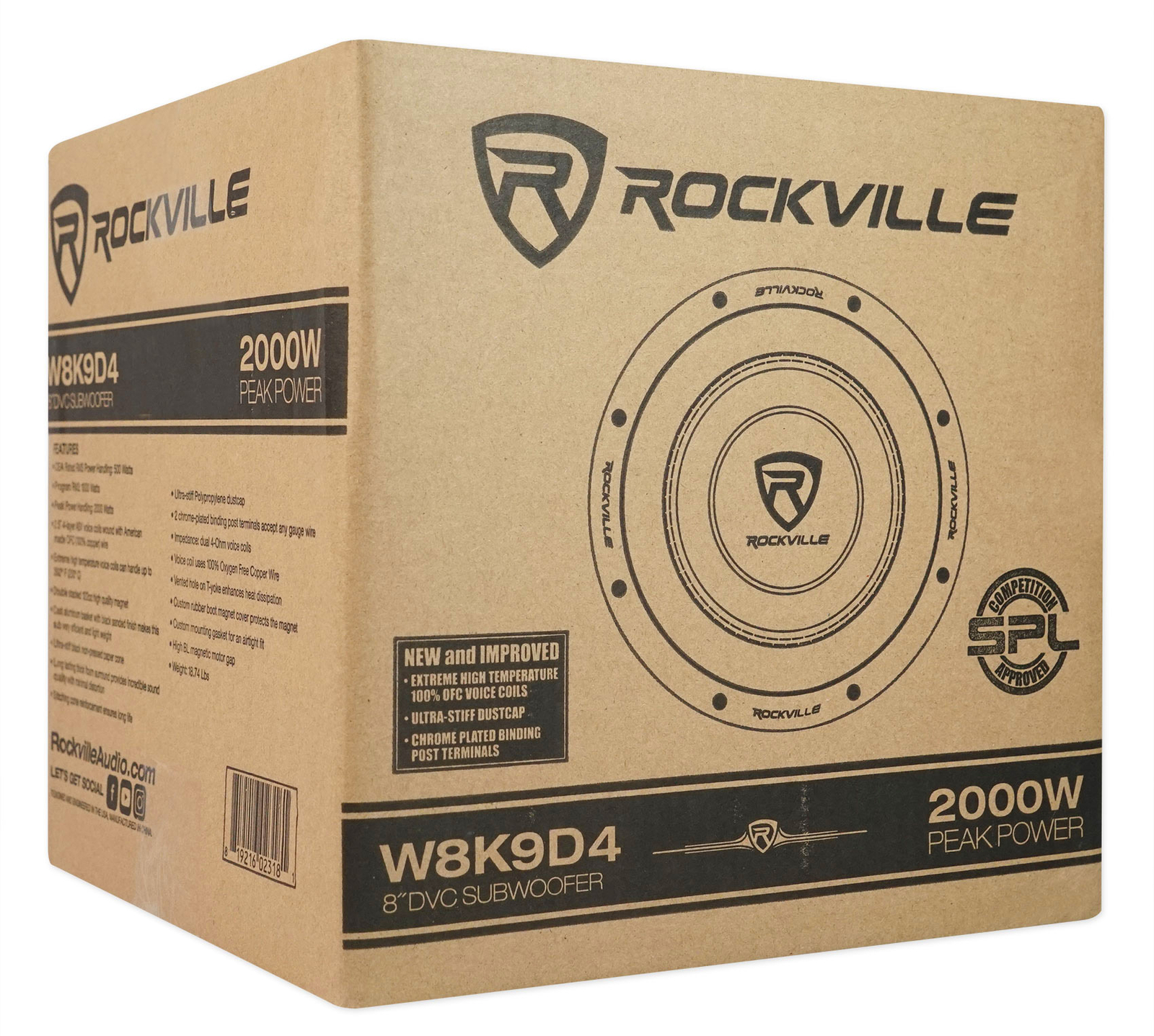 Rockville W8K9D4 8" Inch 2000w Peak Car Audio Subwoofer Sub 500w RMS CEA Rated