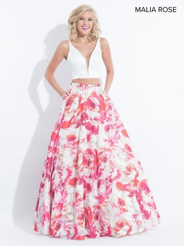 Malia Rose MP1004 White Teal Ball Gown Dress sz 0 NWT SALE - Picture 6 of 6