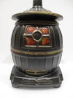 Vintage McCoy Pottery Pot Belly Stove Cookie Jar Black Cannister
