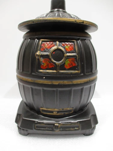 Vintage McCoy Pottery Pot Belly Stove Cookie Jar Black Cannister