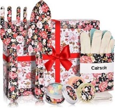 WOMEN'S GARDEN TOOL GIFT SET-GARDENING FORK-TROWL-GLOVES +CANDLE-SHOWER STEAMER