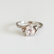 Vintage 925 Sterling Silver Clear CZ Solitaire With Accents Band Ring Size 6