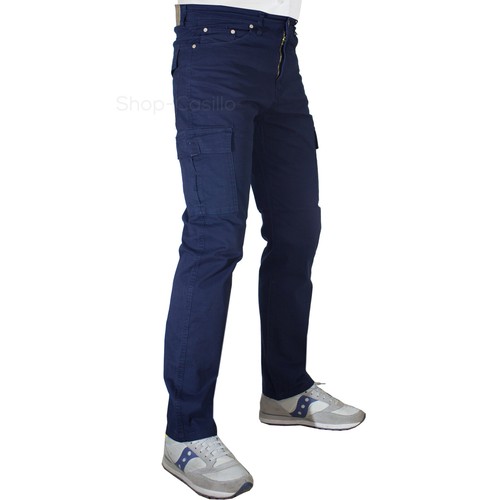 Pantalones Cargo Hombre de Trabajo Con Bolsillos Laterales Ligero Verano Azul Ne - Imagen 6 de 14