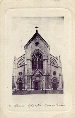 Karte ROANNE Kirche Notre Dame des Victoires Leichtes Relief Rahmenform