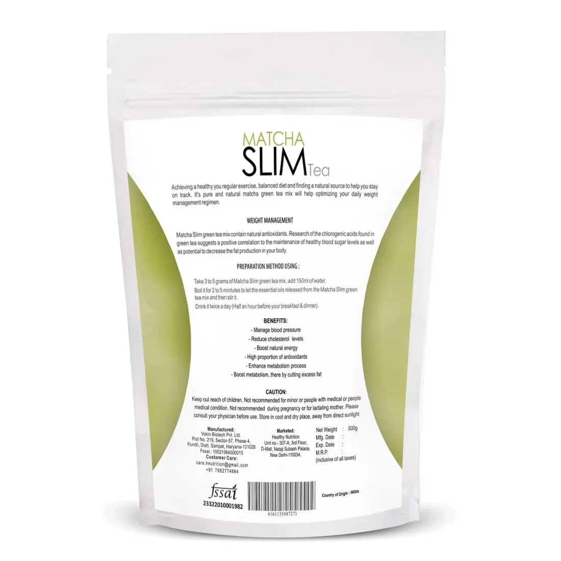 Healthy Nutrition Matcha Slim Green Tea, 500gm Free Shipping World Wide