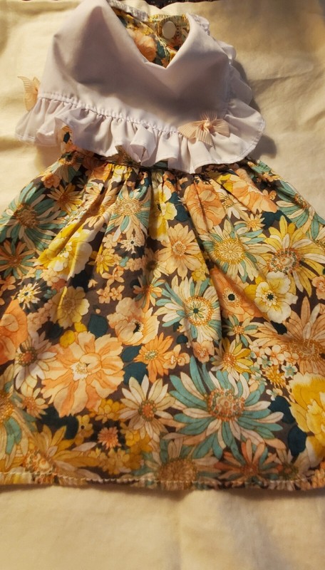 Cat Dress Pet Clothing Floral W/ Platter Coller Fits A 7-9 Pound New.