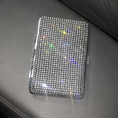 Bling Shiny Cigarrate Case Portable Rhinestone Double Sided Cigarette Case  Box