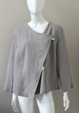 Oska Natural Grey Linen Summer Jacket Mother Of Pearl Buttons Lagenlook Shirin 3