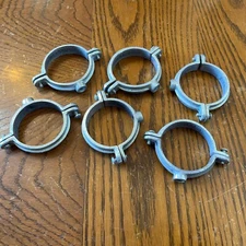 2-1/4" - 2-1/2” Road Hinged Galvanized Split Ring Pipe Hanger Clamp Qty-6 (NEW)