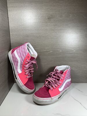 Girls Vans Sk8 High Pink Checkered Size Women’s HTF