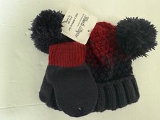 First Steps Hat Mittens 2 Piece Set Toddler 2T-4T Train Fair Isle Blue New