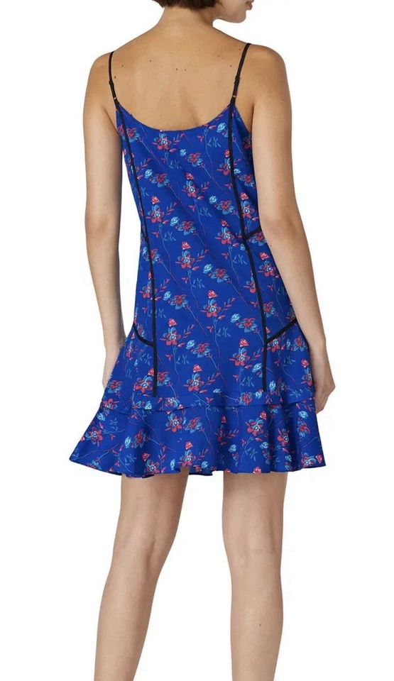 Платье цельнокроеное Thakoon Collective синее с цветочным принтом размер 6 б/у в отличном состоянии кокетка богемное люкс - Изображение 3 из 4