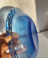 Fire & Light Recycled Glass 11" Seagrass Pasta Bowl Colbalt  