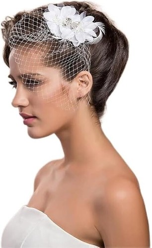 GREOENEL Amor Veils Headwear Birdcage Veils with Floral Bridal Hair Clip
