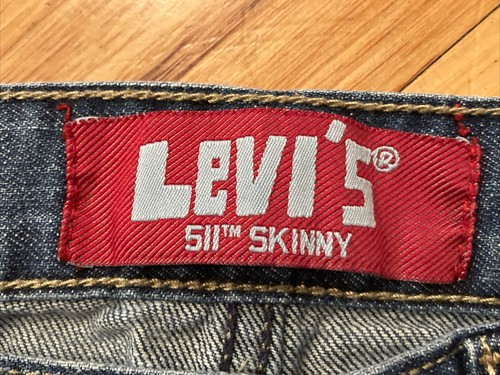 Levis 511 Skinny Blue Denim Jeans Youth Boys Tag Size 8 Regular Fits 24 x 22 - Picture 2 of 12