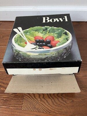 Leonard 9  Crystal Salad Bowl W/Silver Plated Rim Includes Silver Plated Servers