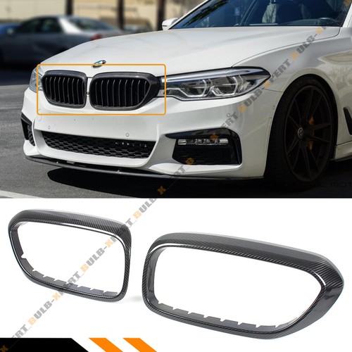 FOR 2017-2020 BMW G30 G38 530i 540i M550 CARBON FIBER GRILL INSERT TRIM COVER - Bild 1 von 4