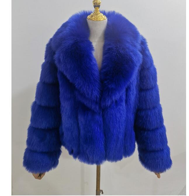 Women's Coat faux fur lapel elegant long thick warm