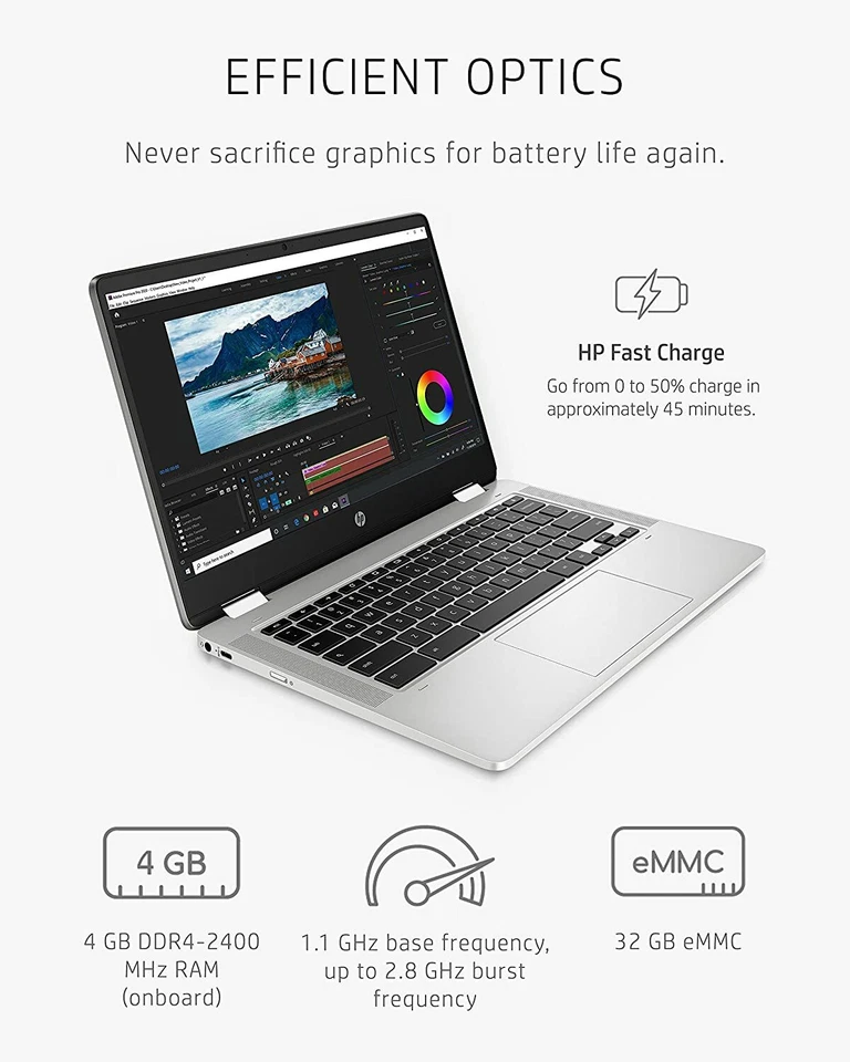 NEW HP 14a-ca0040nr x360 14 Laptop, Intel Celeron Processor, 4 GB RAM, 32 GB - Image 3 of 4