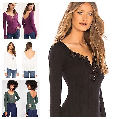 NEW Free People To the West Tee Size XS S M L V Neck Lace