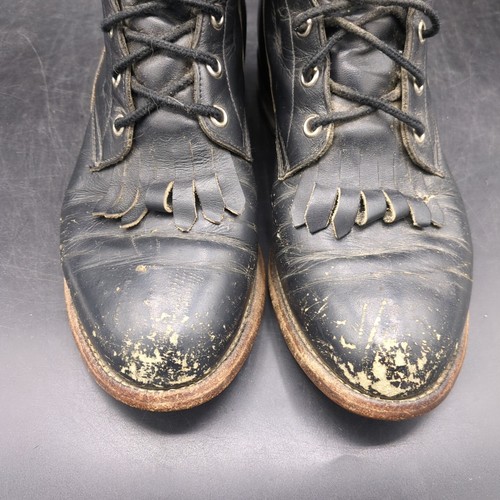 VTG Women’s Sz 6D Justin Boots Leather Kiltie Ropers Lace Up Black USA - Picture 5 of 16