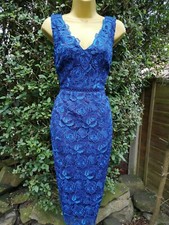 Monsoon Royal Navy & Colbalt Blue Pretty Lace Shift Wiggle Dress Sz 12 BNWOT