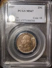 1957 PCGS MS-67 MS67 Washington Quarter Nice Toning OBH Old Blue Holder
