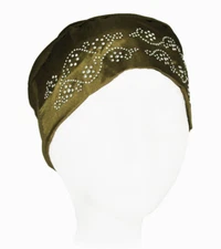 Under Scarf Cap with Satin Front and Rhinestones