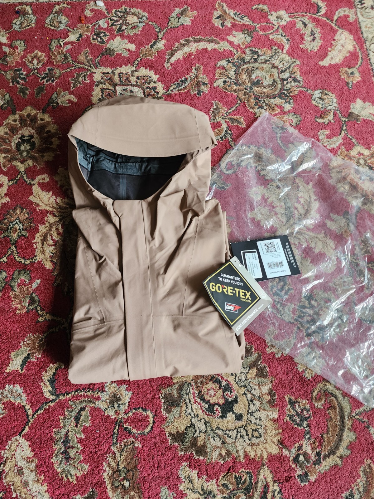 Arc'teryx Cappotto Donna Codetta con Cappuccio Gore Tex Colore Juta Nuovo con etichette NOS