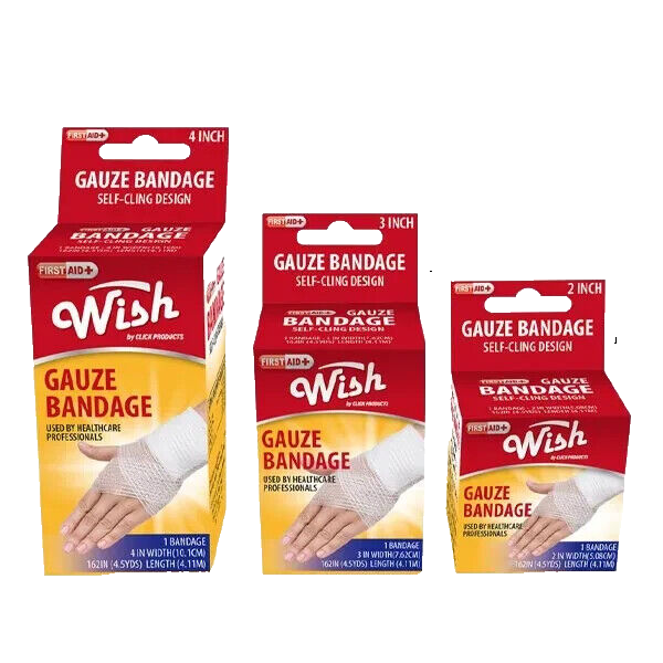 Lot of 3 Wish Bandage Gauze SelfCling Design, Assorted Sizes. FREE