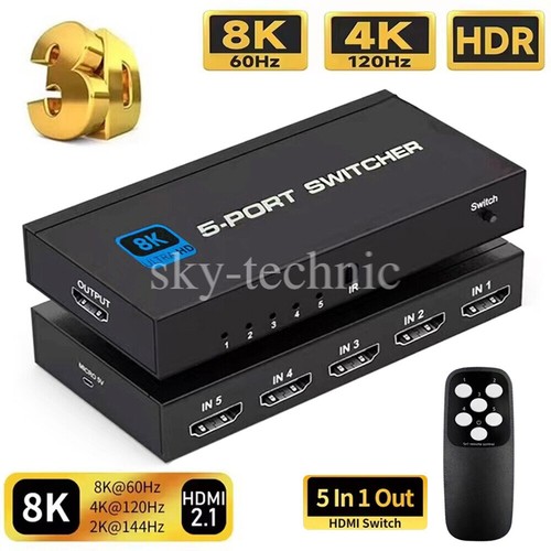 4 or 5 Port 8K HDMI 2.1 Switch 4 in 1 out 4K 120Hz HDR HDMI 2.1 Switcher HDCP2.3 - Picture 3 of 34