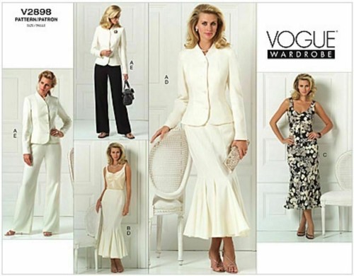 Vogue Armario Misses Oficina Traje Chaqueta Vestido Falda Top Pantalones Patrón V2898 4-8 - Imagen 2 de 4