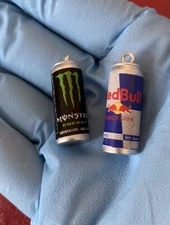Set Of 2 Red Bull & Monster Energy Drink Resin Charm Pendant