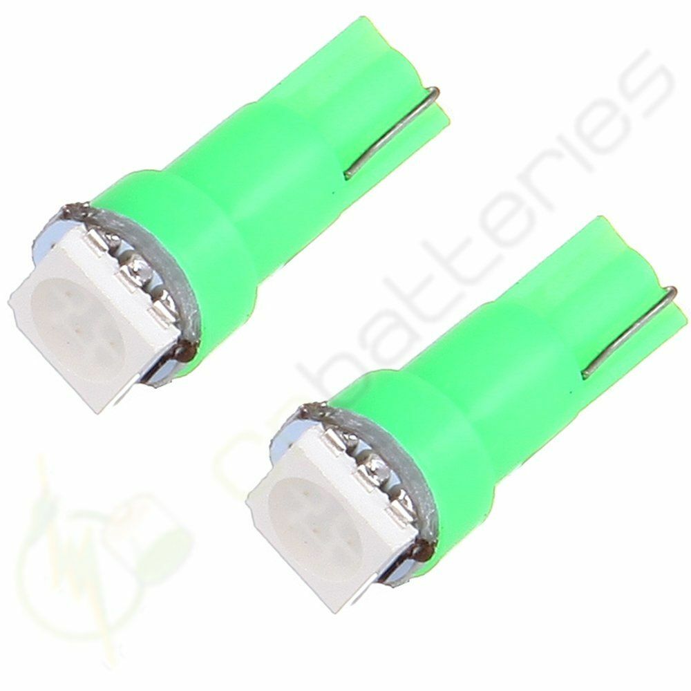10-Pack T5 Green LED Dash Bulbs – 1 SMD 5050 For Instrument Cluster, 12V