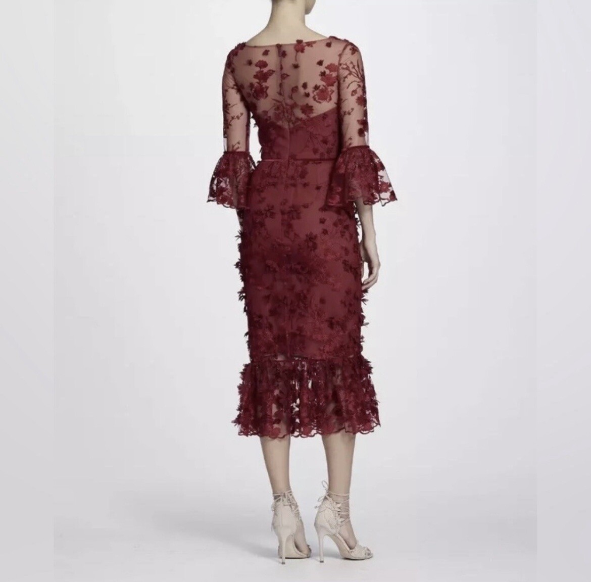 marchesa notte red floral dress Marchesa Notte Red Floral Lace Dress SZ 6 $795 *230