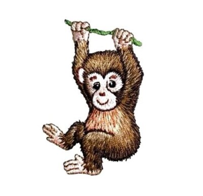 Baby Monkey - Branch 2-7/8'' x 1-7/8'' iron on patch FREE SHIPPING
