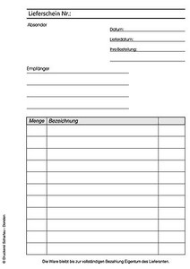 1x LIEFERSCHEINBLOCK A6 100 BLATT,LIEFERSCHEINBUCH 