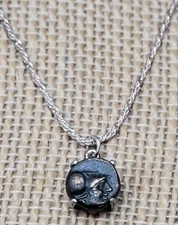 Authentic Ancient Greek Coin Pendant Goddess Athena 925 Solid Silver Necklace 