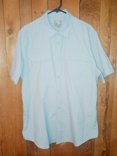 St John’s Bay Men's Green Short Sleeve Outdoor Camp Fishing Shirt, Large, Used