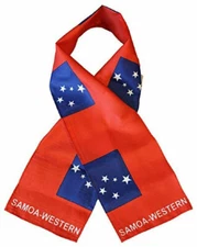 Western Samoa Country Lightweight Flag Printed Knitted Style Scarf 8"x60"
